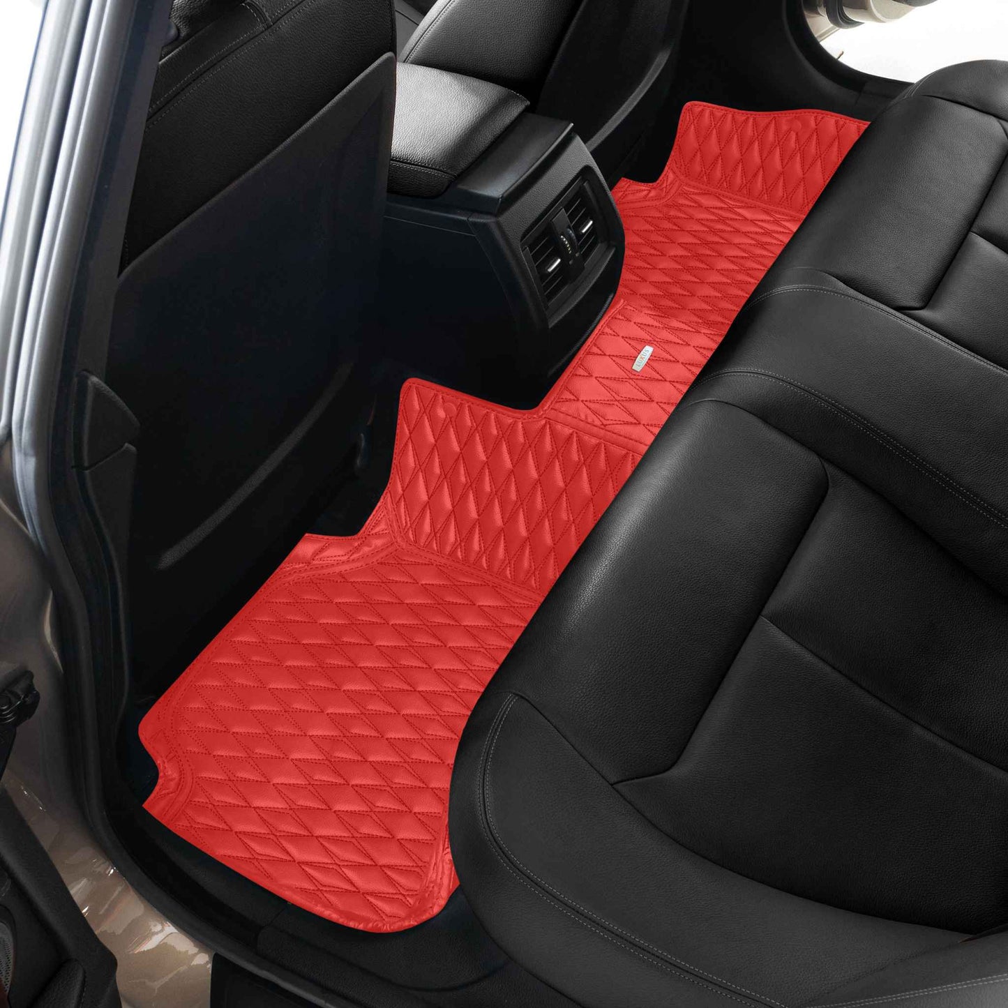 Tapis de Sol Premium Sur Mesure en 3D | Motif Double Losange | Rouge Ferrari