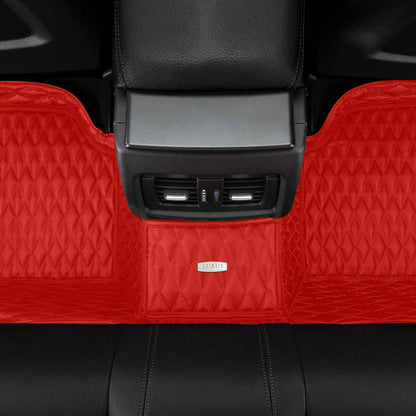 Tapis de Sol Premium Sur Mesure en 3D | Motif Double Losange | Rouge Ferrari