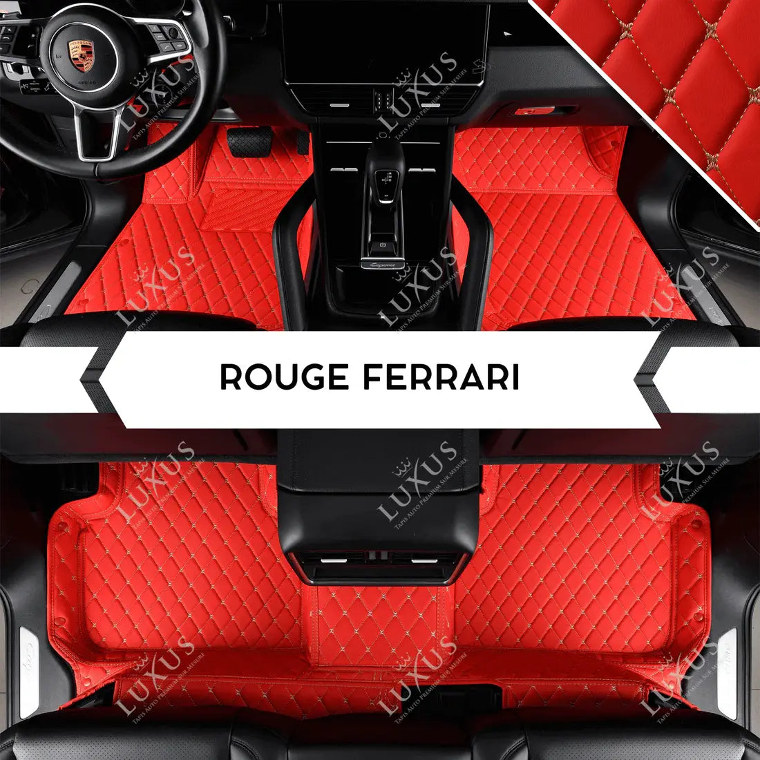 Tapis de Sol Premium Sur Mesure en 3D | Motif Losange | Rouge Ferrari