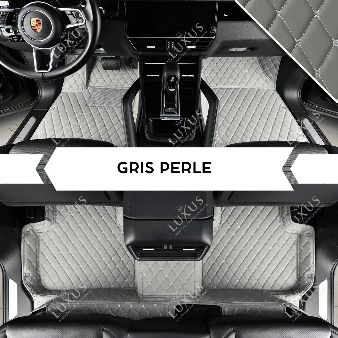 Tapis de Sol Premium Sur Mesure en 3D | Motif Losange | Gris Perle