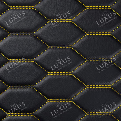 Tapis de Coffre Premium Sur Mesure Intégral 3D | Motif Nid d'Abeille | Noir et Surpiqures Jaunes