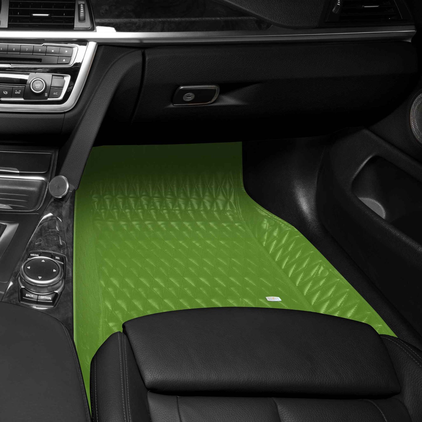 Tapis de Sol Premium Sur Mesure en 3D | Motif Double Losange | Vert Electrique