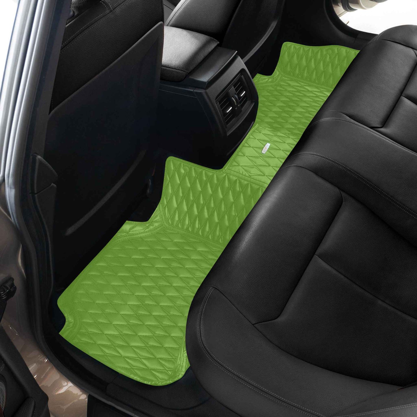 Tapis de Sol Premium Sur Mesure en 3D | Motif Double Losange | Vert Electrique