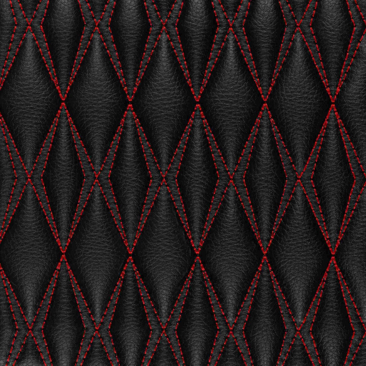 Tapis de Coffre Premium Sur Mesure | Motif Double Losange | Noir & Surpiqûres Rouges