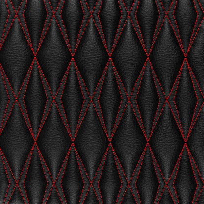 Tapis de Coffre Premium Sur Mesure | Motif Double Losange | Noir & Surpiqûres Rouges