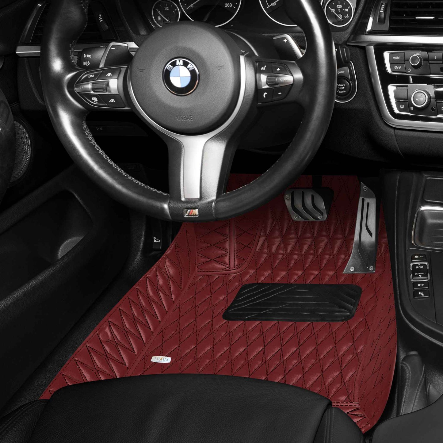 Tapis de Sol Premium Sur Mesure en 3D | Motif Double Losange | Rouge Bordeaux