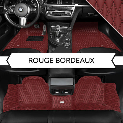 Tapis de Sol Premium Sur Mesure en 3D | Motif Double Losange | Rouge Bordeaux