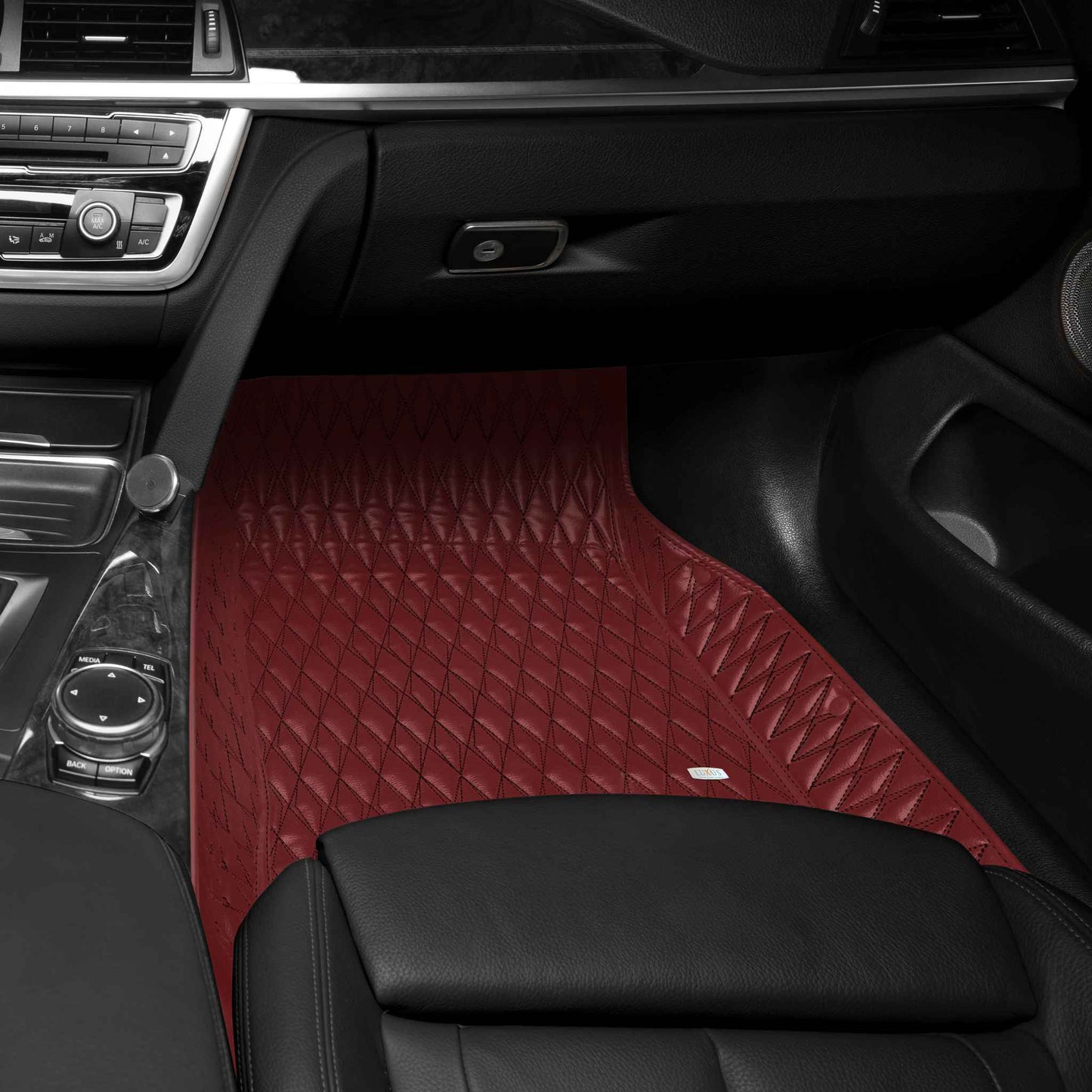 Tapis de Sol Premium Sur Mesure en 3D | Motif Double Losange | Rouge Bordeaux