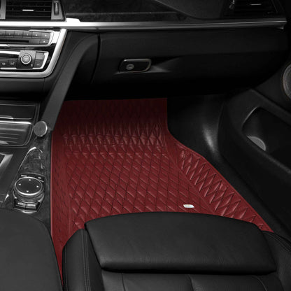 Tapis de Sol Premium Sur Mesure en 3D | Motif Double Losange | Rouge Bordeaux