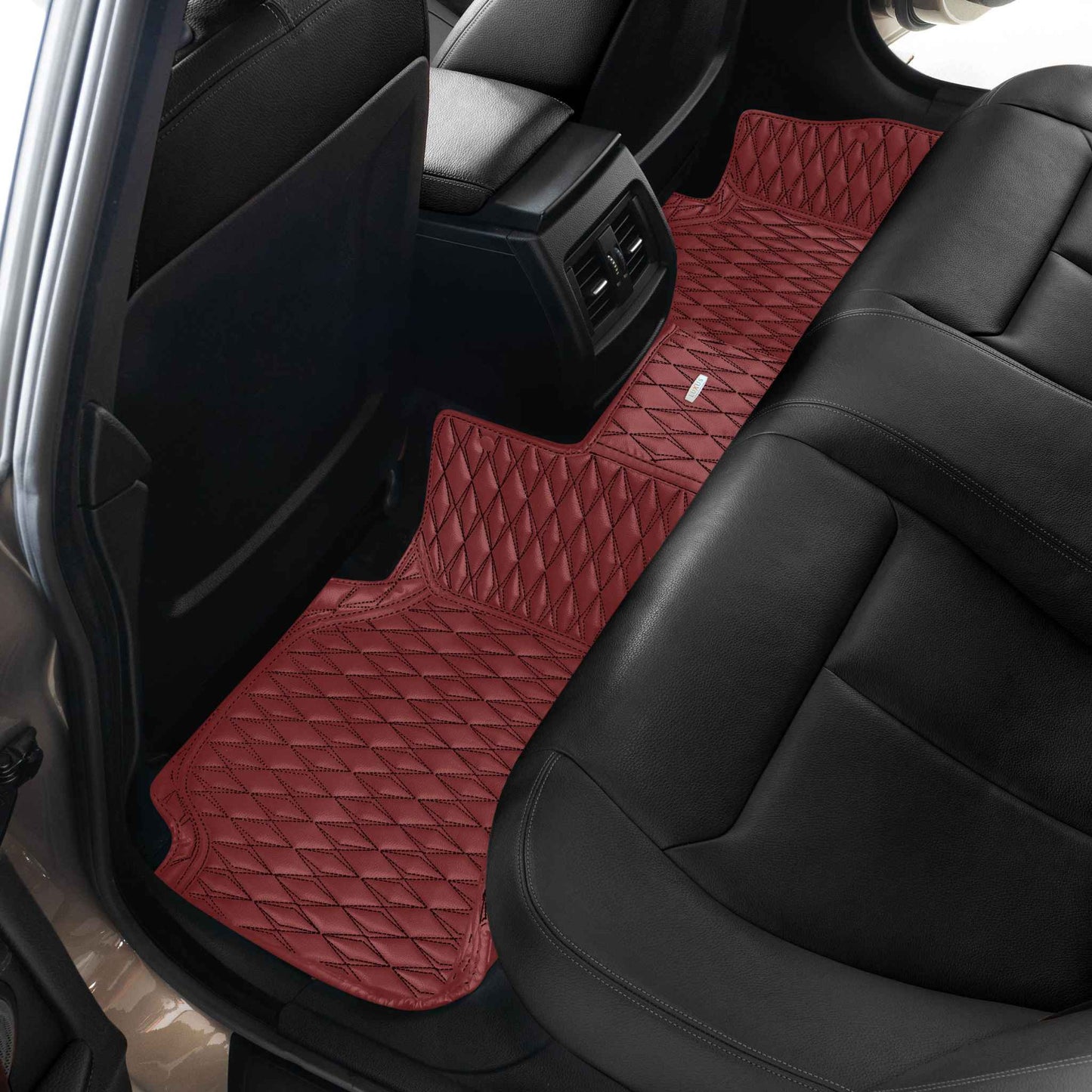 Tapis de Sol Premium Sur Mesure en 3D | Motif Double Losange | Rouge Bordeaux