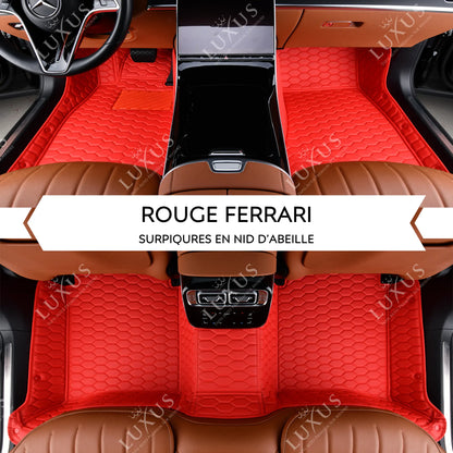 Tapis de Sol Premium Sur Mesure en 3D | Motif Nid d'Abeille | Rouge Ferrari