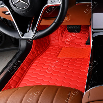 Tapis de Sol Premium Sur Mesure en 3D | Motif Nid d'Abeille | Rouge Ferrari