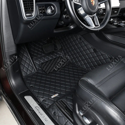 Tapis de Sol Premium Sur Mesure en 3D | Motif Diamant | Noir et Surpiqures Noires