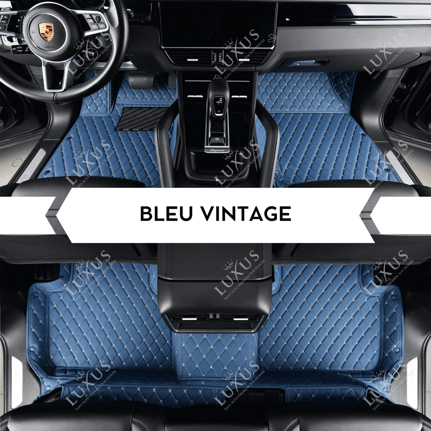 Tapis de Sol Premium Sur Mesure en 3D | Motif Diamant | Bleu Vintage