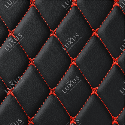 Tapis de Sol Premium Sur Mesure en 3D | Motif Diamant | Noir et Surpiqures Rouges